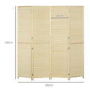 Paravento Separè 4 Pannelli da Interno 180x1,6x180 cm in Bambù di Rattan