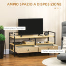 Mobile TV Max 55” 120x40x59 cm in Acciaio e Truciolato Nero e Legno Naturale