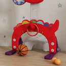 Canestro Basket per Bambini Regolabile 5 in 1 con Porta da Calcio e Golf Rosso 