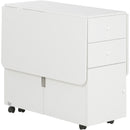 Tavolo da Cucina a Ribalta con 2 Cassetti e Armadietto ad Ante 120x80x75 cm in Truciolato Bianco