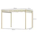 Gazebo da Giardino Pergola 298x297x221 cm con Tettuccio Retrattile  Viti e 8 Picchetti in Poliestere 180g e Metallo Cachi   