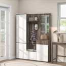 Mobile Guardaroba per Ingresso con Specchio Appendiabiti e Armadio 145x29x184 cm Nero e Bianco  