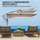 Ombrellone da Giardino a Braccio 300x325x230A cm Base a Croce in Metallo e Poliestere Cachi  