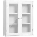 Pensile da Bagno Armadietto con Anta a Vetro 55x20x65 cm in Legno Bianco  