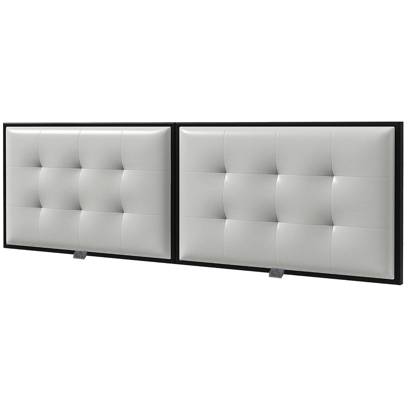 Testiera Letto Matrimoniale in Microfibra Imbottita Trapuntata a Bottoni per Letti da 180cm  Grigio Chiaro