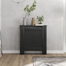 Copritermosifone Traforato a Croce con Ripiano e Fissaggio a Muro 78x19x82 cm in Legno MDF Nero 