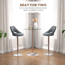 Tavolo Alto da Bar Moderno Rotondo con Base Ø70x102 cm in Acciaio e Piano in Vetro Trasparente