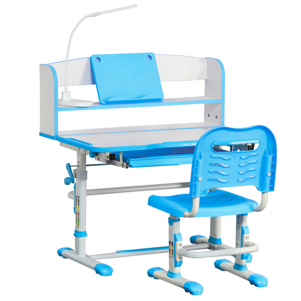 Banco Scuola per Bambini Regolabile con Luce LED Leggio e Portapenne Azzurro prezzo