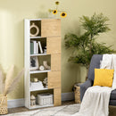Libreria con Scaffali 5 Ripiani 63x22x166 cm in Legno e Metallo Bianco e Naturale