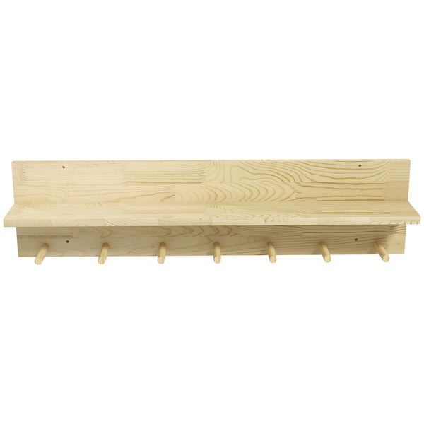 Mensola da Parete con 7 Ganci per Ingresso e Soggiorno 80x12x20 cm in Legno di Abete sconto