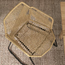 Set 2 Sedie da Pranzo Stile Boho da Interno con Schienale Basso e Braccioli 56x59x74 cm in Rattan PE Giallo