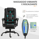 Sedia Poltrona Massaggiante da Ufficio 67x79x111-121 cm con 7 Punti Vibranti Nero-3