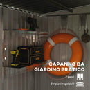 Casetta Box per Attrezzi da Giardino 154L x 206,5P x 160/181A cm con Base in Acciaio zincato Bianco