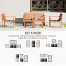 Set da Giardino 5 Pezzi con Divanetto 2 Poltroncine e 2 Tavolini in Polipropilene a Doghe Arancione   