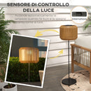 Lampada Solare da Giardino Ø34x130 cm con Illuminazione LED in Acciaio e Rattan PE Giallo  