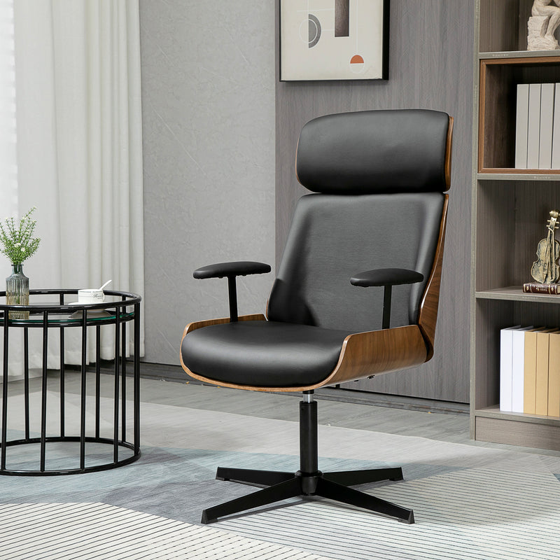 Sedia Poltrona Operativa da Ufficio 62x76,5x105 cm in Similpelle Nera