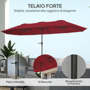 Ombrellone Doppio da Giardino 400x220x234H cm con Prese d'Aria e Manovella Nero e Rosso  