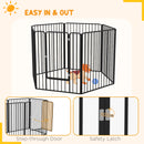 Recinto per Cani Grandi a 6 Pannelli Modulabili 164x83x100 cm in Acciaio Nero