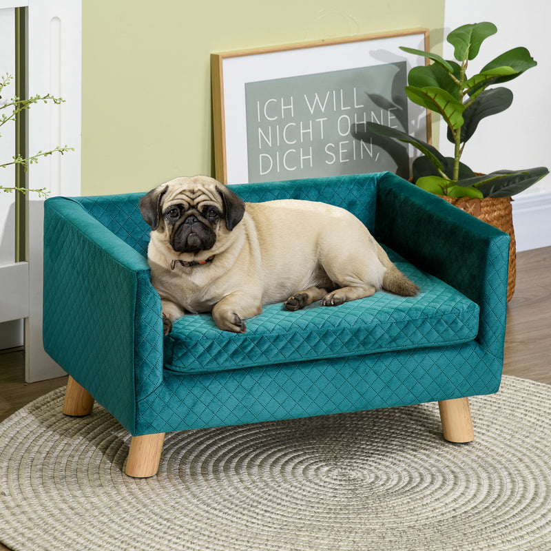Cuccia Divano per Cani e Gatti 64x45x36 cm Stile Scandinavo in Velluto Blu