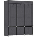 Armadio Guardaroba da Campeggio 125x43x162,5 cm con Cassetti e Ante Avvolgibili con Zip Grigio Scuro