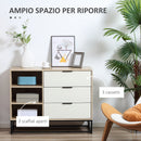 Credenza Base Rialzata 3 Cassetti 3 Ripiani 100x40x79,5 cm in MDF Truciolato e Acciaio