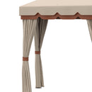 Gazebo da Giardino 4x4m con Tende in Acciaio e Poliestere Marrone