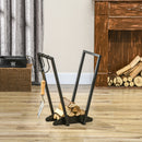 Scaffale Portalegna con Ganci 45x32x58 cm in Acciaio Nero