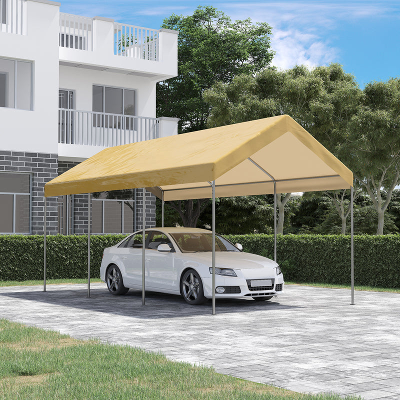 Box Auto da Esterno 600x295x265-310 cm in Acciaio e Polietilene Beige