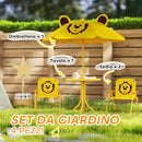 Set da Giardino per Bambini 2-5 Anni con Tavolino 2 Sedie e un Ombrellone Giallo    