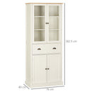 Mobile Dispensa a 5 Livelli con Cassetto Centrale 76x40x182,5 cm  in MDF e Truciolato Bianco Crema