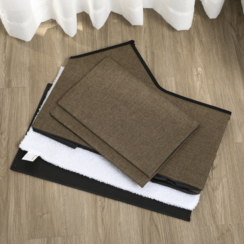 Cuccia Casetta per Gatti 65x41x45,5 cm in MDF Finto Lino e Sisal Marrone