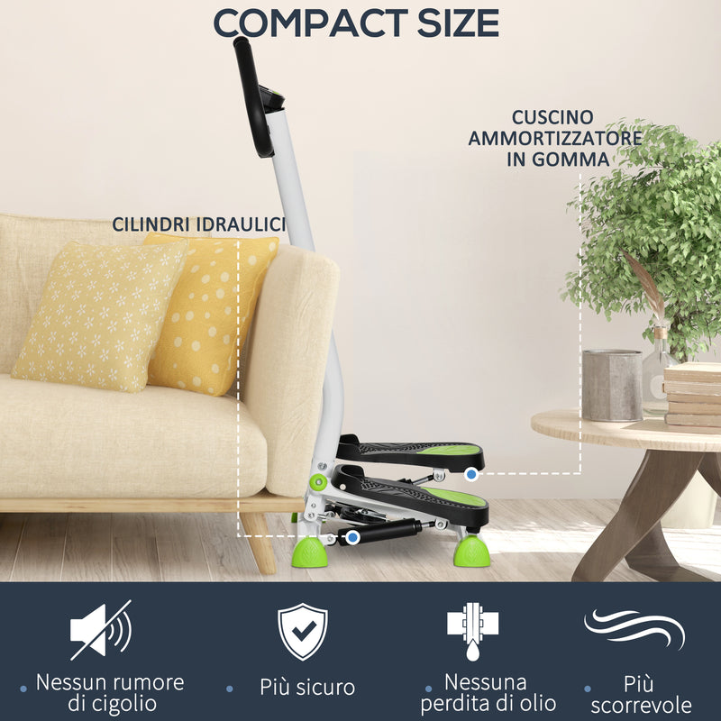 Stepper con Manubrio Monitor LCD 55x44x108 cm Bianco e Verde  