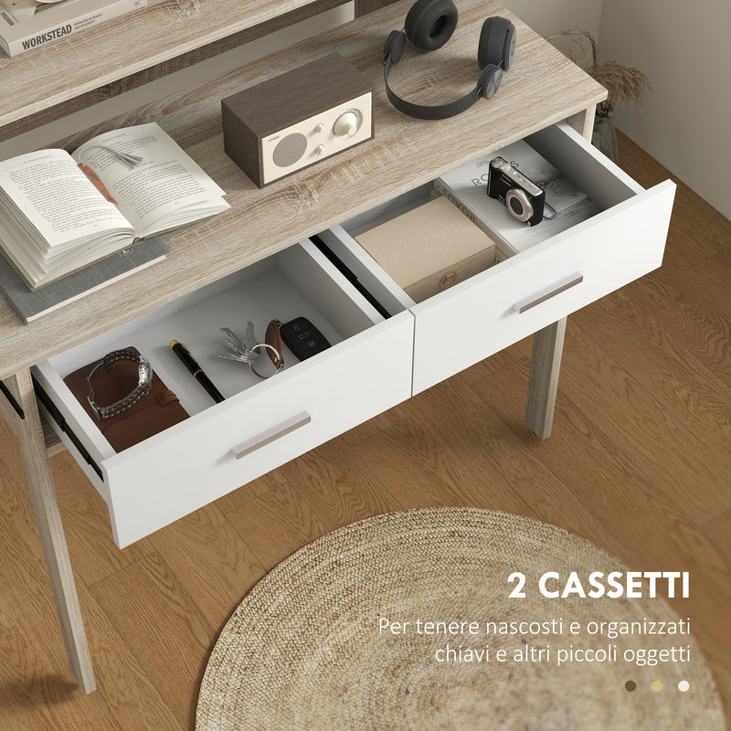 Consolle Tavolo Estraibile e 2 Cassetti 95x35x87 cm Rovere  