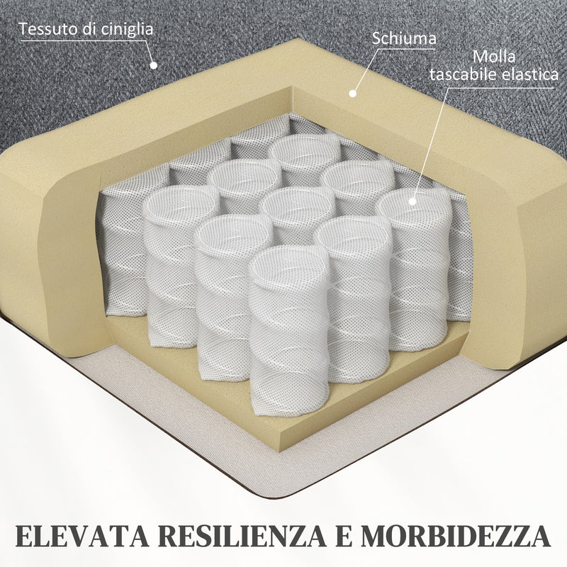 Poltrona Alzapersona Reclinabile a 135° 8 Punti Massaggianti in Tessuto Effetto Lino Grigio  