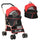 Passeggino per Cani Convertibile in Trasportino 82x49,5x98 cm in Acciaio e Poliestere Rosso e Nero