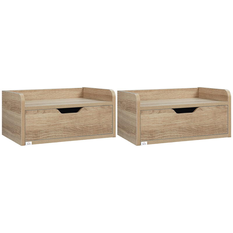 Set 2 Comodini Sospesi 40x30x19,5 cm in Truciolato Naturale