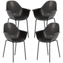 Set 4 Sedie Impilabili con Piedini Antiscivolo 59x55x84 cm in Plastica Nero