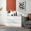 Comò Cassettiera 6 Cassetti 120x39x75 cm con Maniglie a Gola in Legno Bianco   