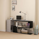 Scrivania Angolare da Ufficio 140x120x78 cm con Cassetti e Scaffale Girevole Grigio effetto Legno  