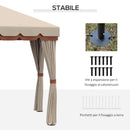 Gazebo da Giardino 4x4m con Tende in Acciaio e Poliestere Marrone