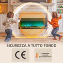 Camino Elettrico da Parete e da Incasso 1800W con Fiamme Colorate LED Nero 