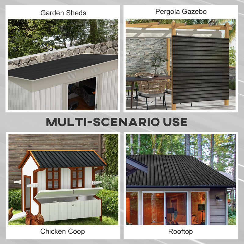 Set 12 Pannelli di Ricambio per Casette da Giardino 129x45 cm in Acciaio Zincato Grigio Scuro