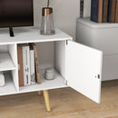 Mobile TV 55"" max con 2 Armadietti e 2 Ripiani Aperti 120x34x50 cm in Legno e Truciolato Bianco