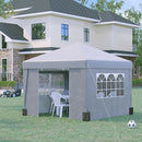 Gazebo da Giardino 300x300 cm Pieghevole ad Altezza Regolabile con Finestrelle in Acciaio e Tessuto Oxford Grigio Chiaro  