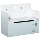 Panca Contenitore Portagiochi con Schienale in Legno 60x30x50 cm Azzurro  
