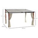 Pergola con Tende Laterali e Tetto Retrattile in PC 345x300x215-255 cm in Alluminio e Metallo Crema