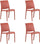 Set 4 Sedie da Giardino 46x54xH80 cm in Polipropilene e Fibra di Vetro Sofia Rossa