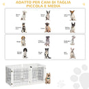 Cancelletto di Sicurezza per Cani di Piccola/Media Taglia 432x36x70 cm 6 Pannelli Pieghevoli in Legno e Acciaio Bianco