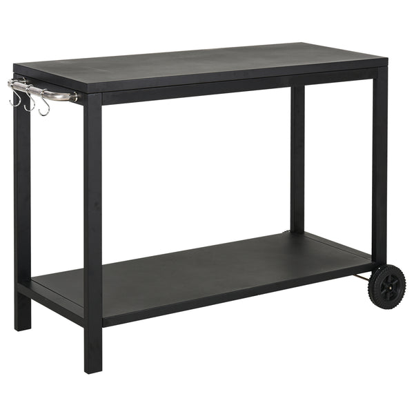 prezzo Carrello da Cucina 2 Livelli 128x46,5x86,5 cm in Metallo Nero