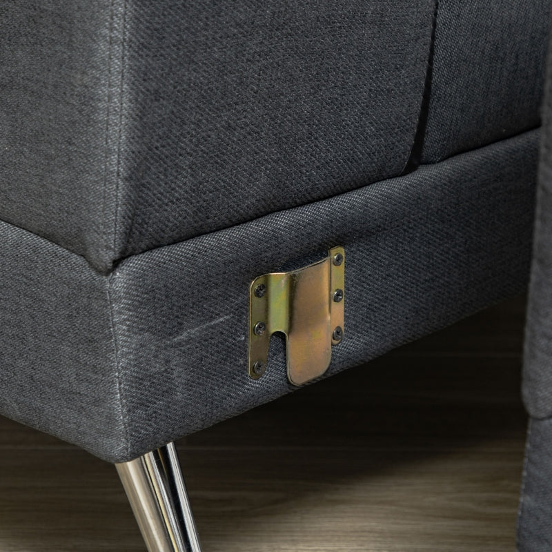 Divano Angolare 3 Posti 249,5x162,5x95 cm in Tessuto Grigio Scuro